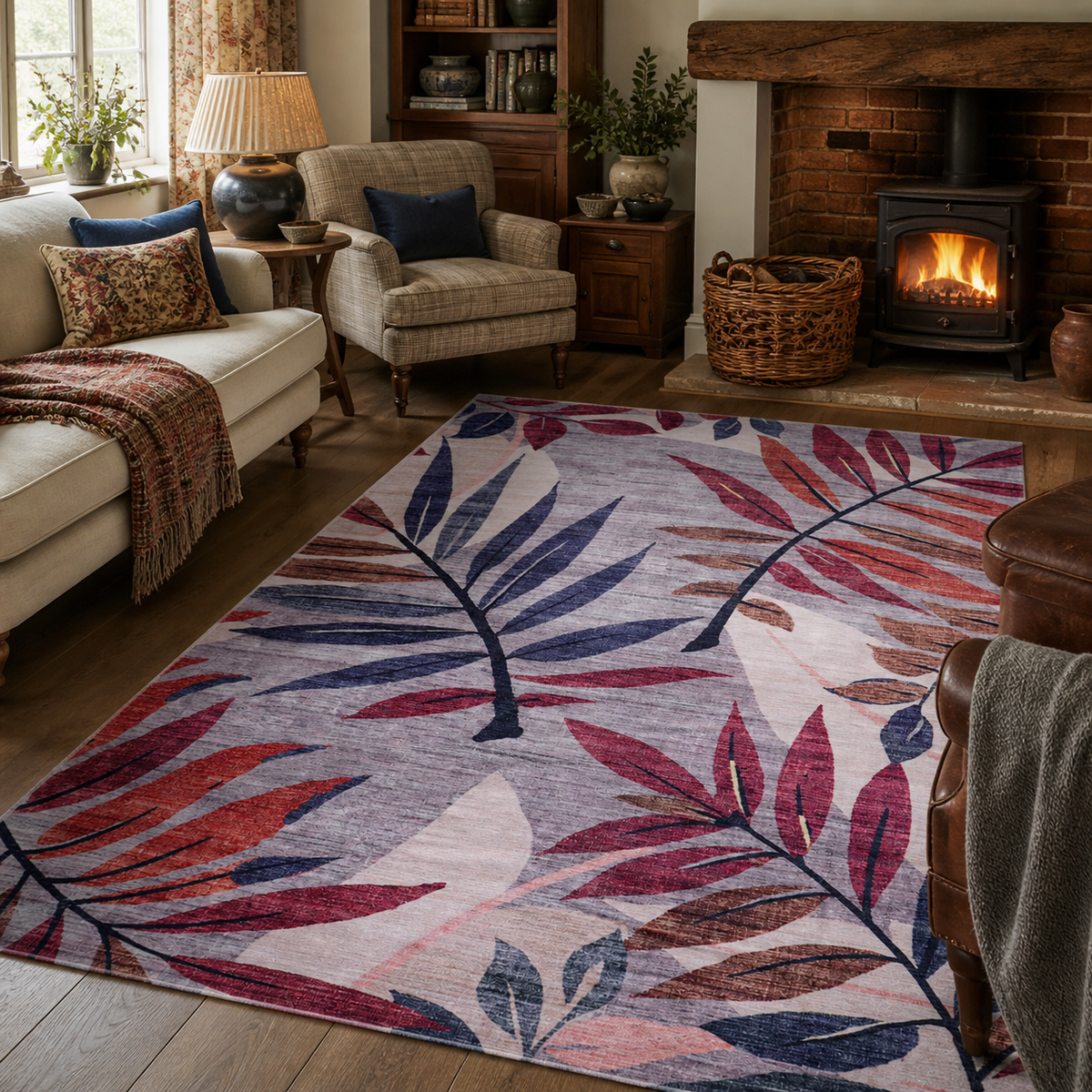 Premier Floral Soft White Washable Rug — foto ambientata 22