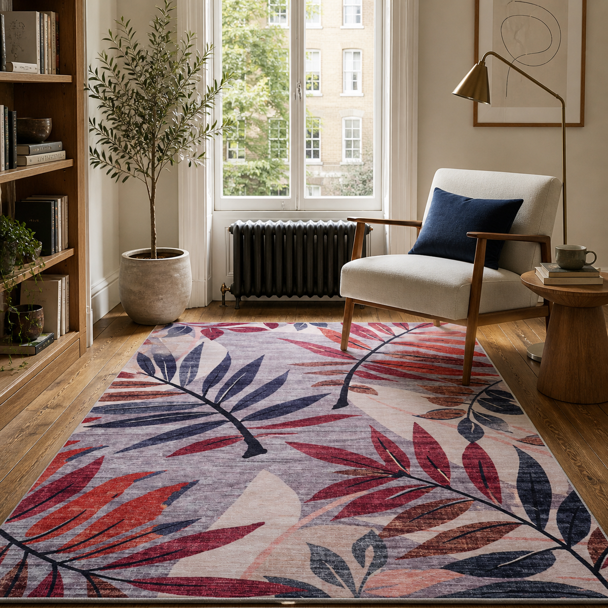 Premier Floral Soft White Washable Rug — foto ambientata 19