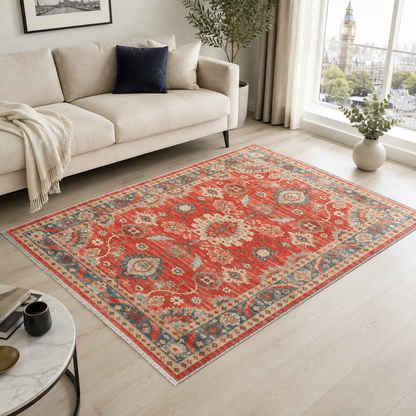 RW302603 washable chenille area rug, room scene