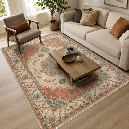 RW302701 washable chenille area rug, room scene