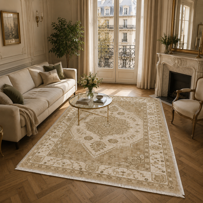 RW302702 washable chenille area rug, room scene