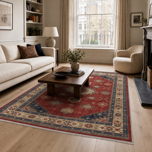 RW3028 washable chenille area rug in a modern living room