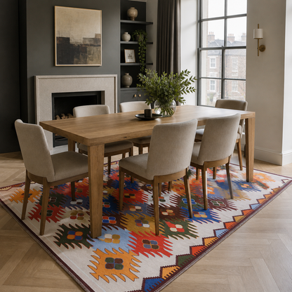 RW303 washable chenille area rug, room scene