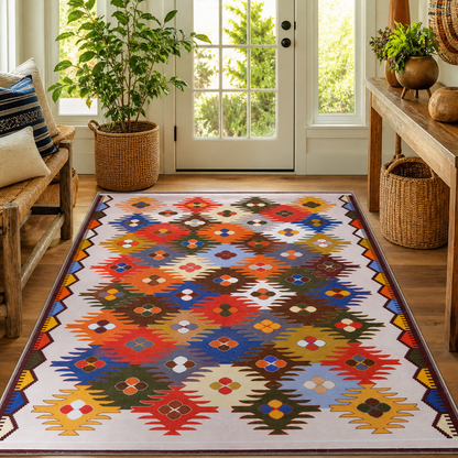 RW303 washable chenille area rug, room scene