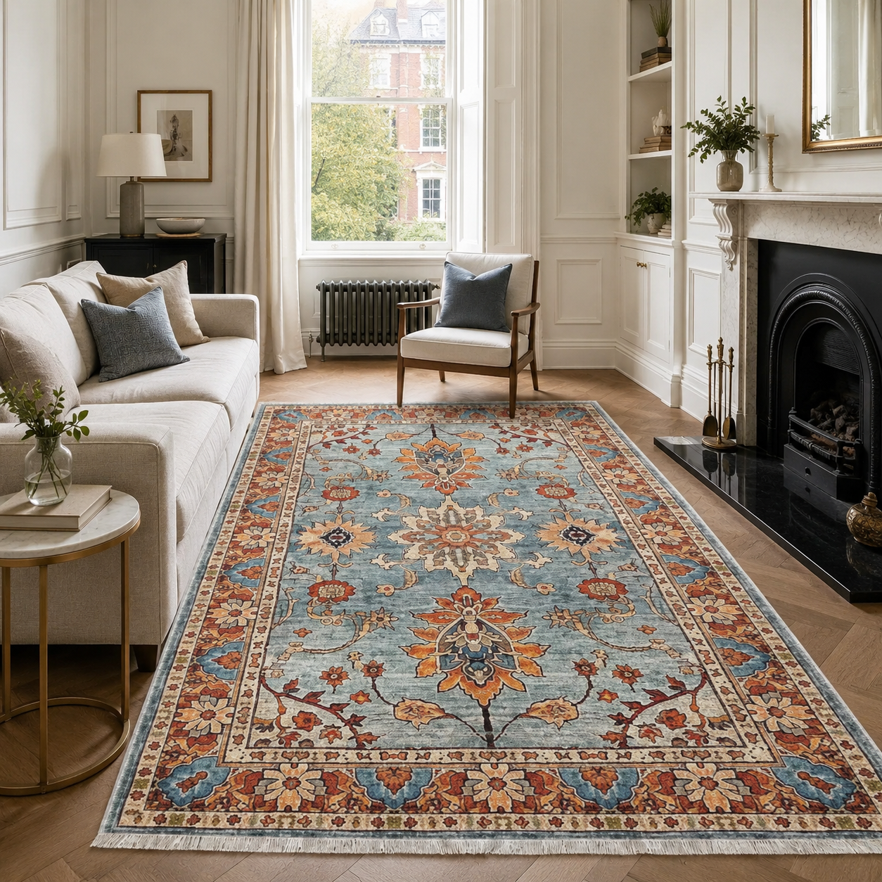 RW3030 washable chenille area rug, room scene