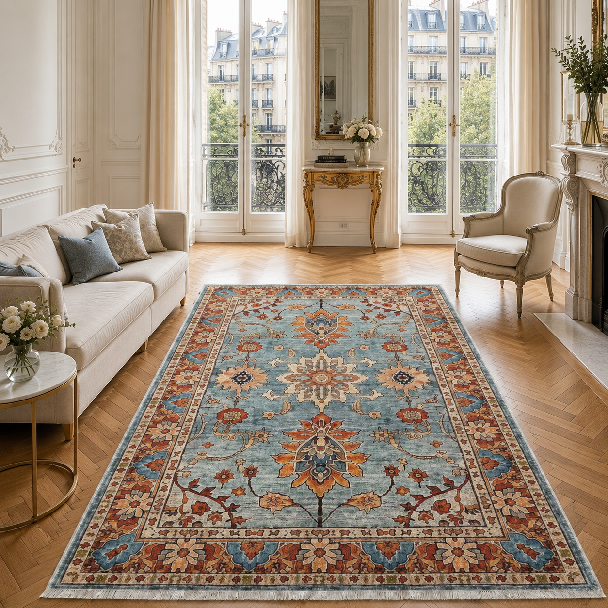 RW3030 washable chenille area rug, room scene