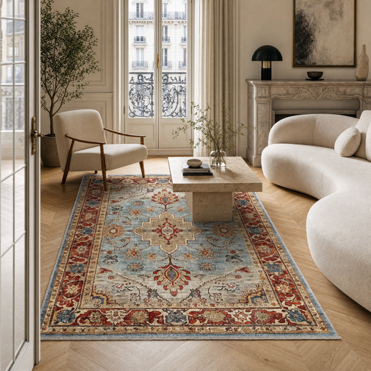 RW3032 washable chenille area rug in a modern living room