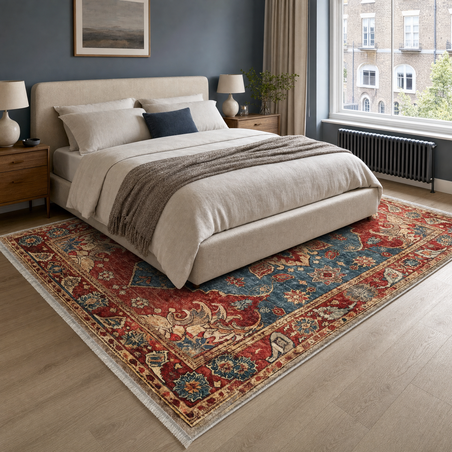 RW3033 washable area rug in a modern bedroom