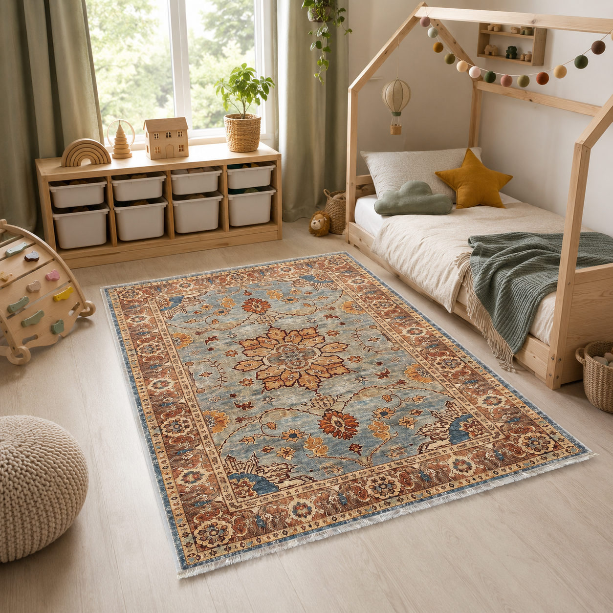 RW3034 washable chenille area rug, room scene
