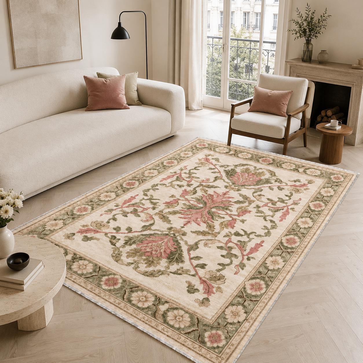 RW3036 washable chenille area rug, room scene