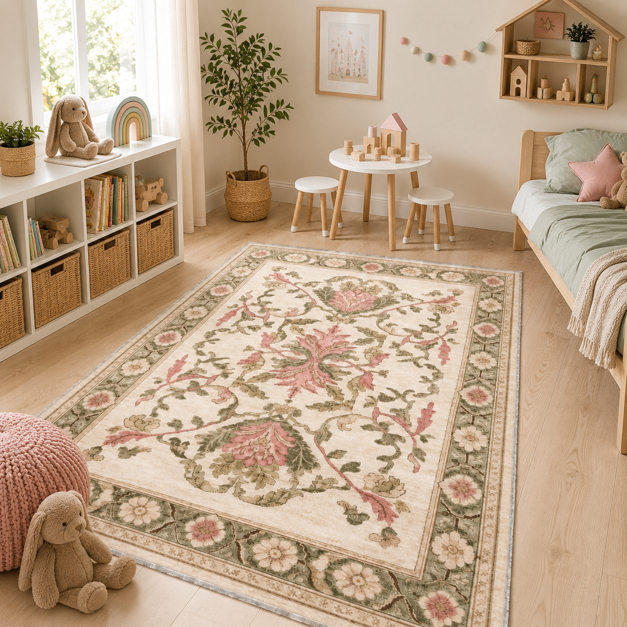RW3036 washable chenille area rug, room scene