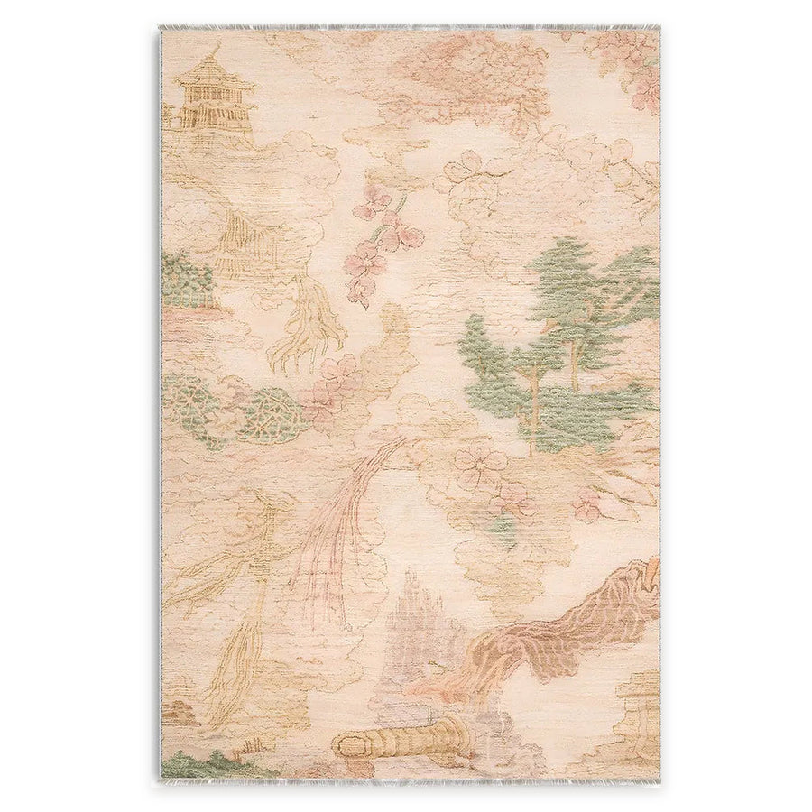 Distinct Watercolour Soft White Abstract Washable Rug