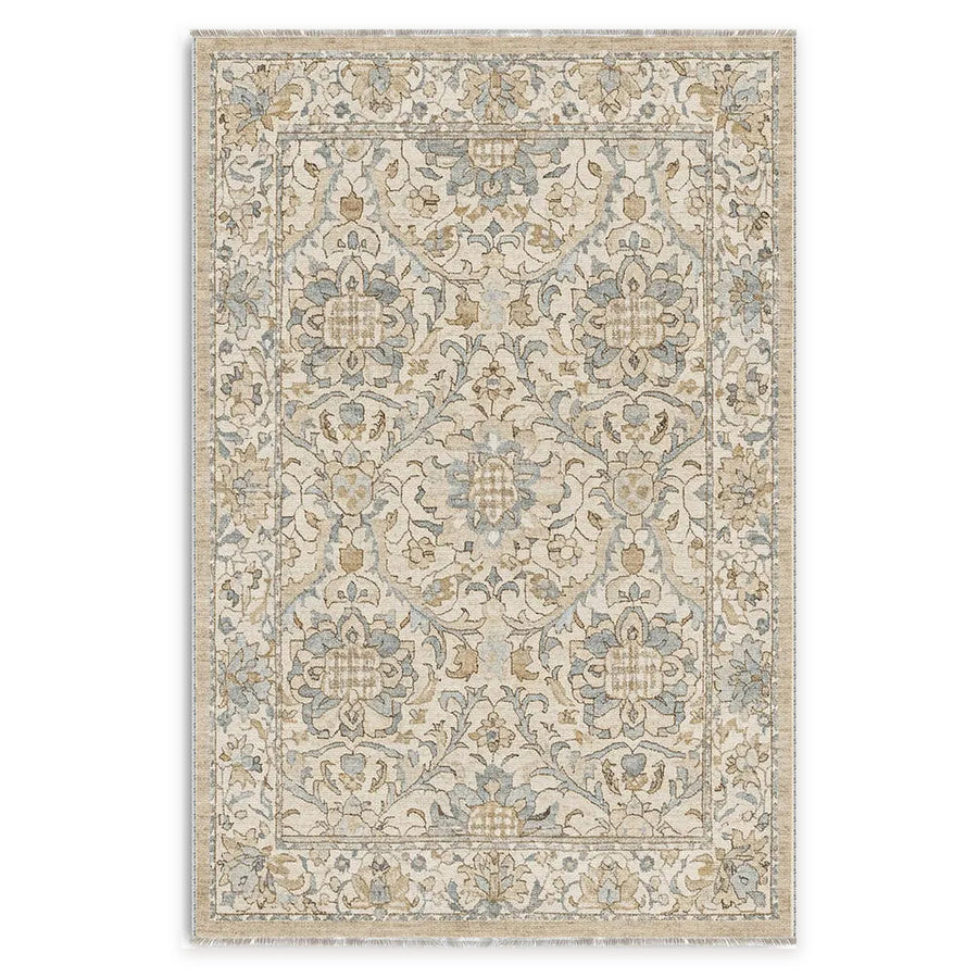 Century Lattice Off White Floral Washable Rug