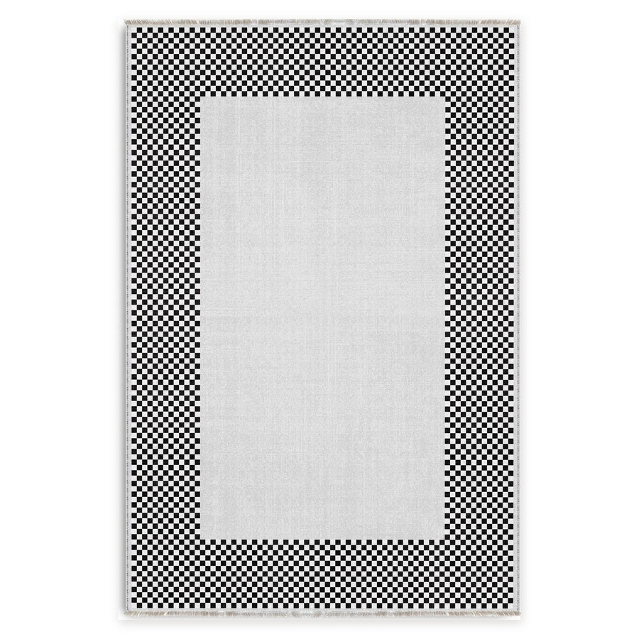Quadrant Zinn Geometrischer Waschbarer Teppich