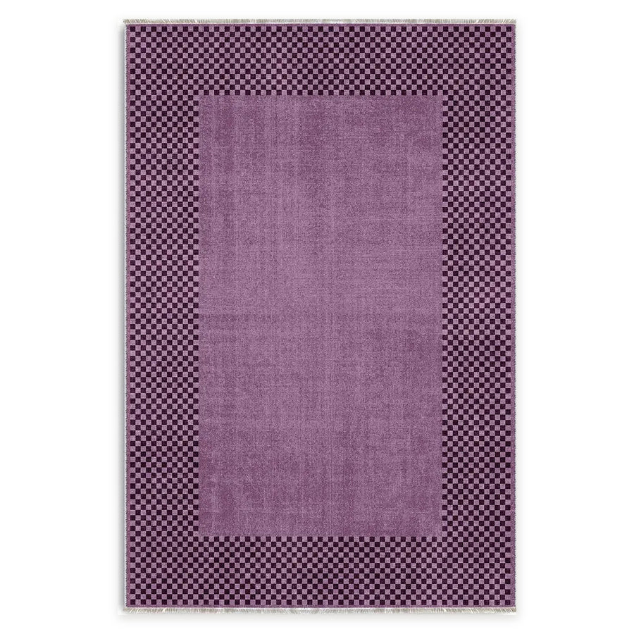 Waschbarer Teppich „Quadrant Plum Geometric“