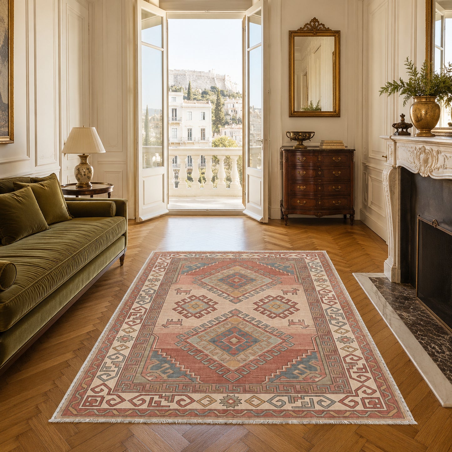 RW3049 washable chenille area rug, room scene