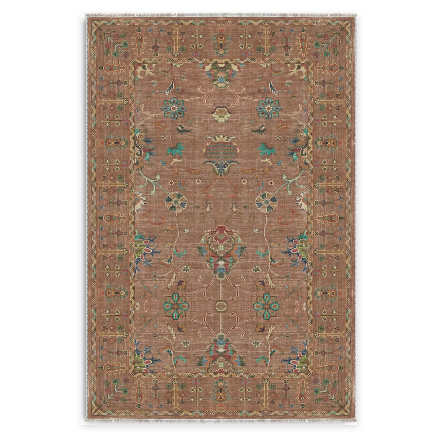 Waschbarer Teppich „Peony Moss Floral“