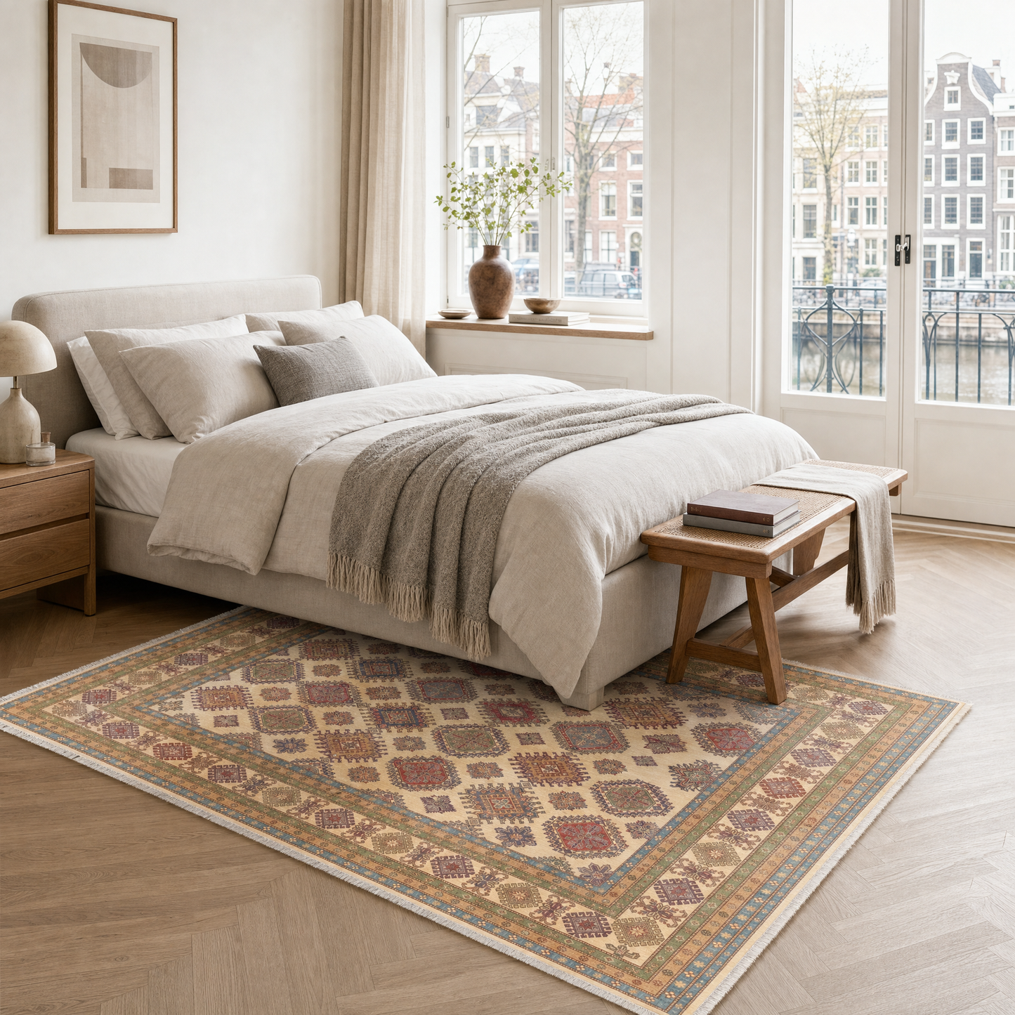 RW3057 washable area rug in a modern bedroom