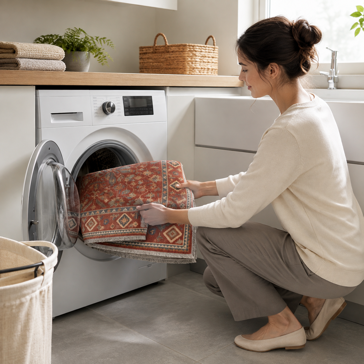 RW3061 washable chenille area rug, room scene