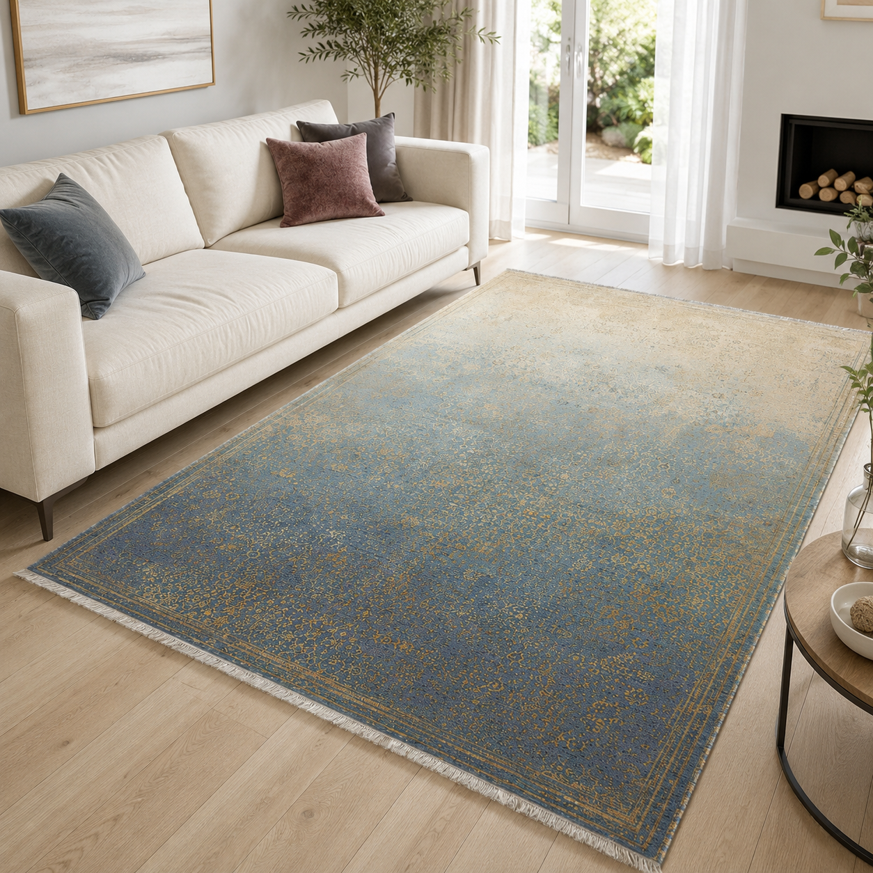 RW3063 washable chenille area rug, room scene