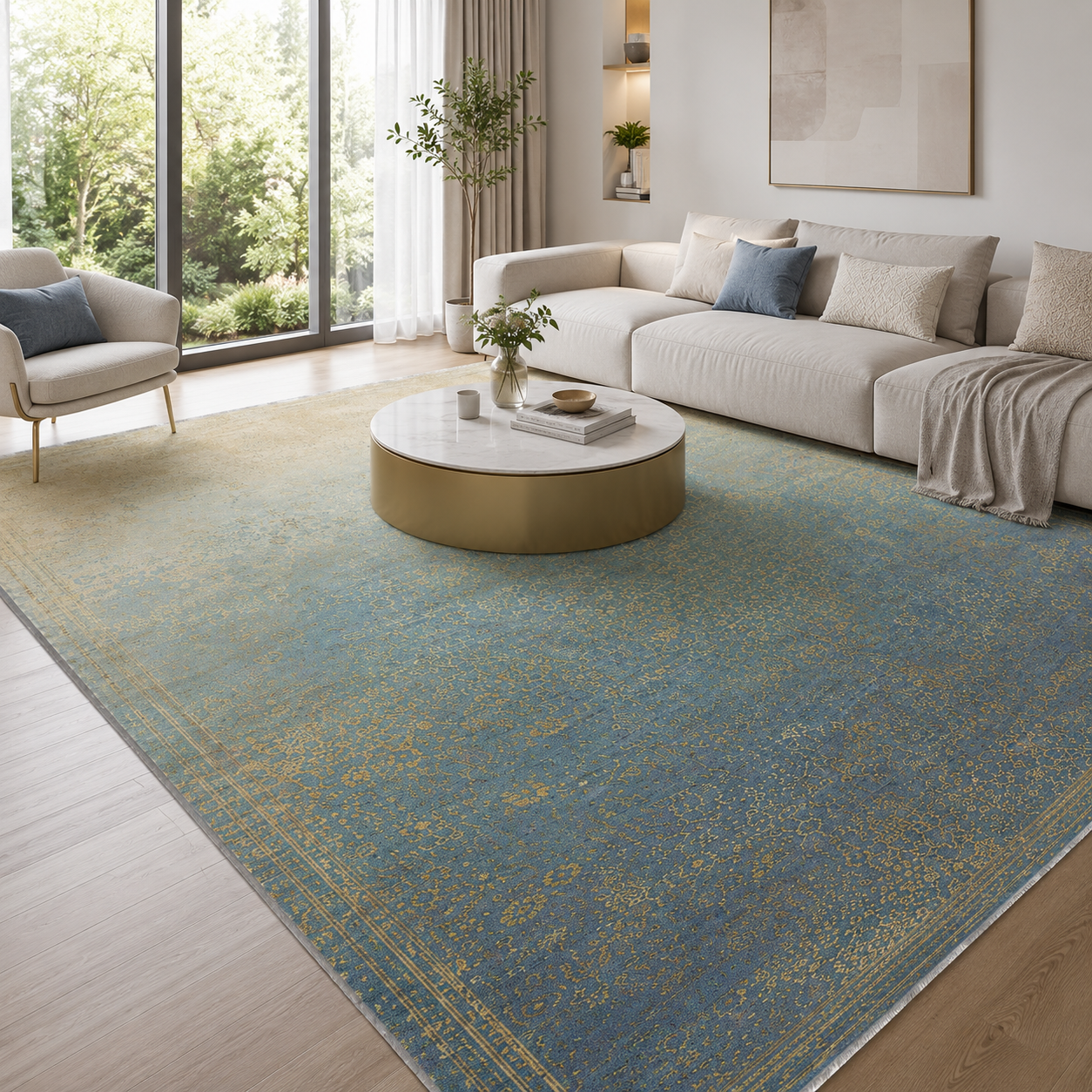 RW3063 washable chenille area rug, room scene