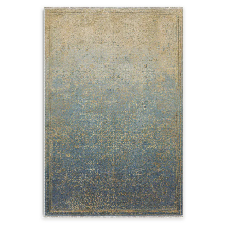 Radiant Stripes Indigo Blue Abstract Washable Rug