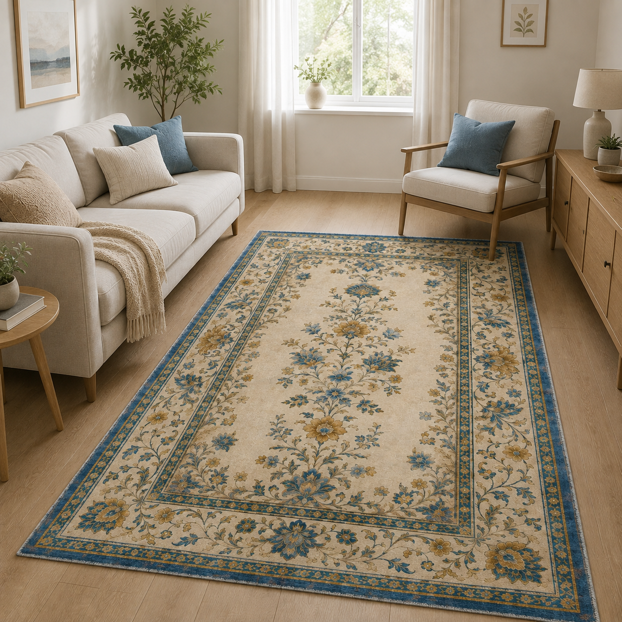 RW3065 washable chenille area rug, room scene
