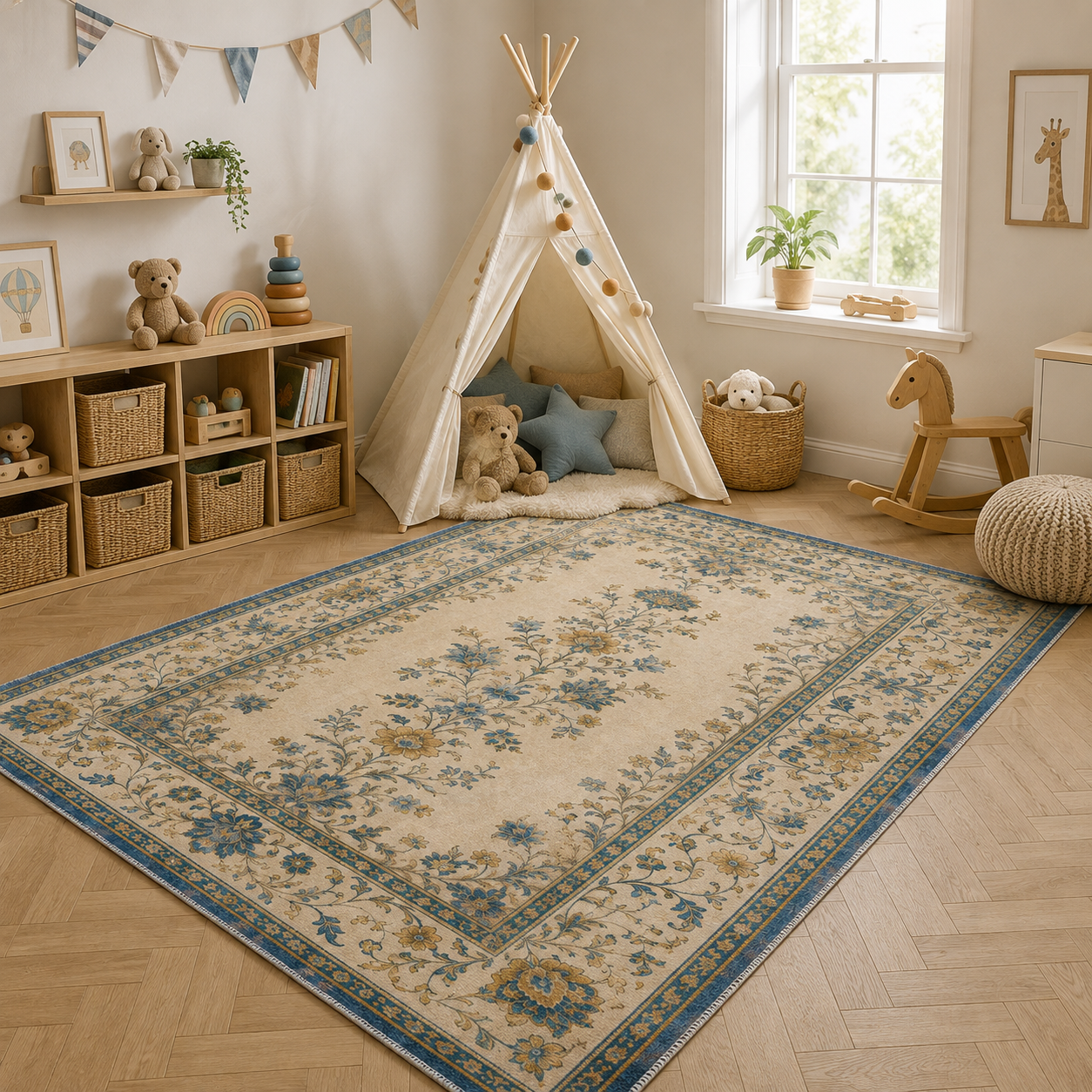 RW3065 washable chenille area rug, room scene