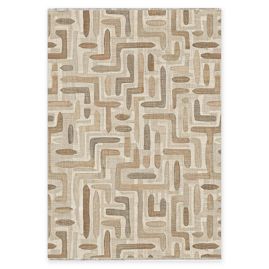 Vertexa Taupe Geometrischer waschbarer Teppich