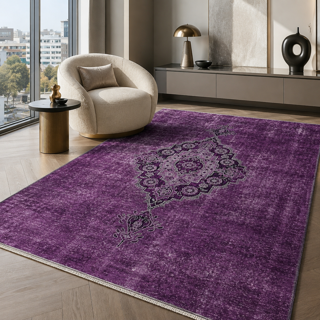 RW7017 washable chenille rug texture and pattern detail