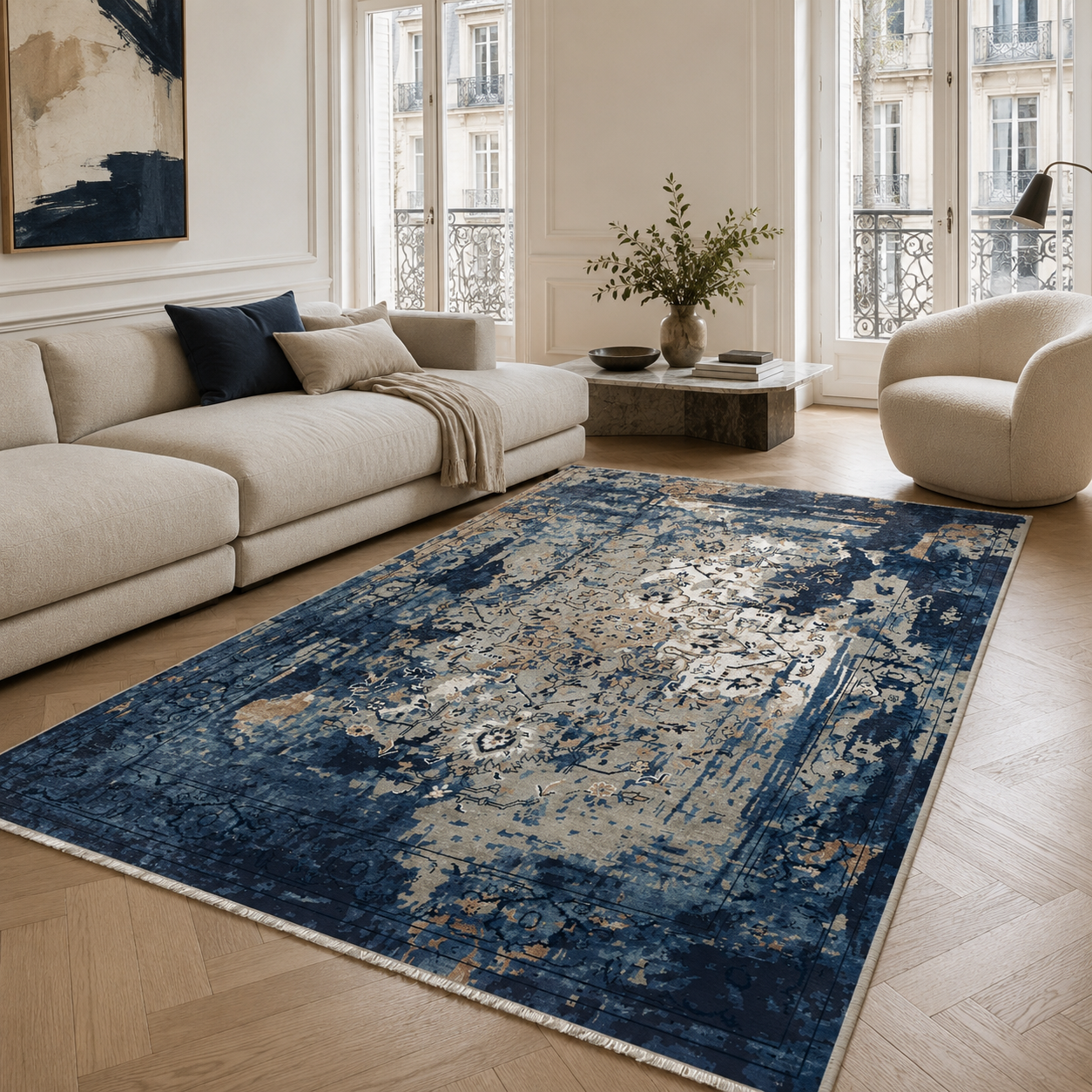 RW7023 washable chenille rug texture and pattern detail