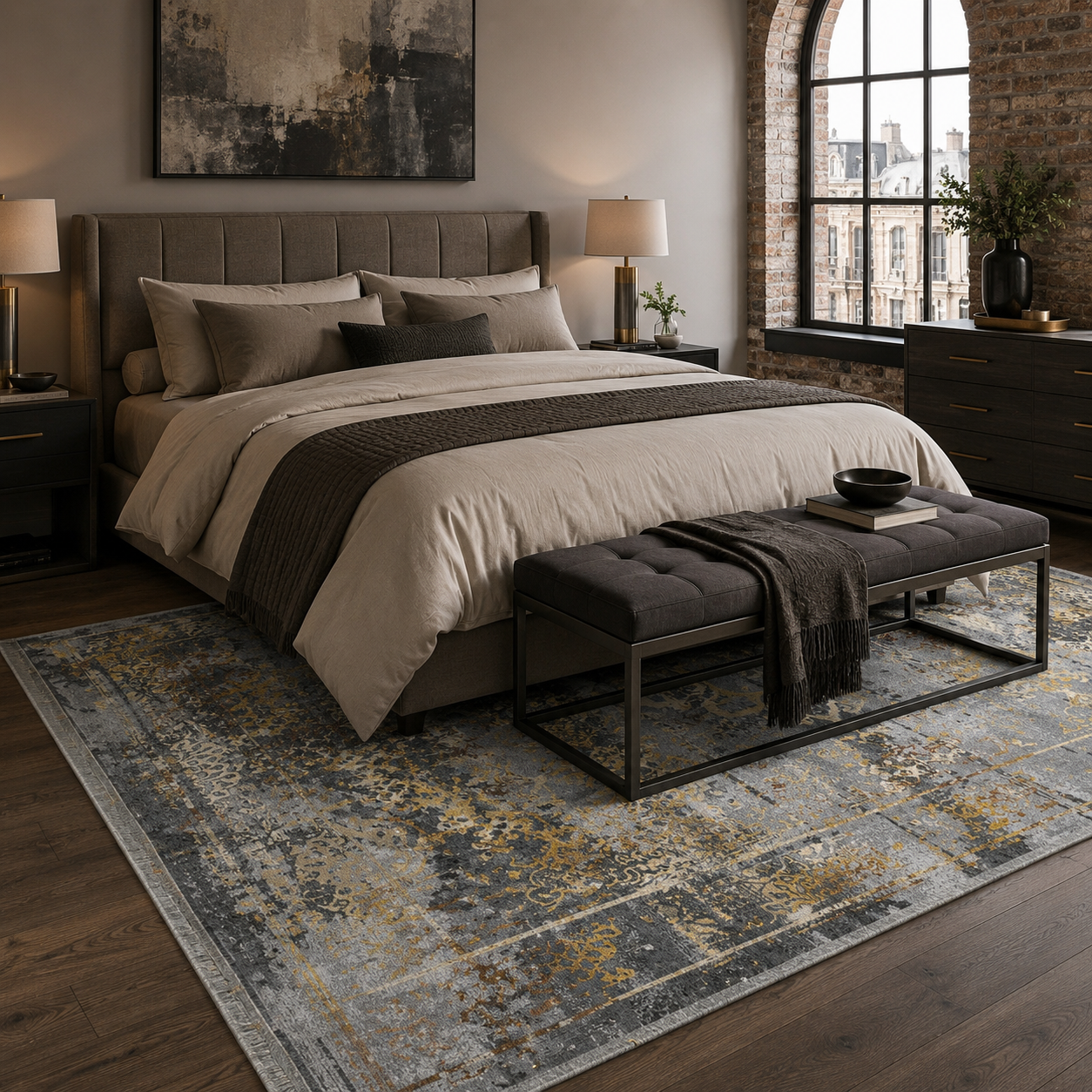 RW7028 washable chenille rug texture and pattern detail