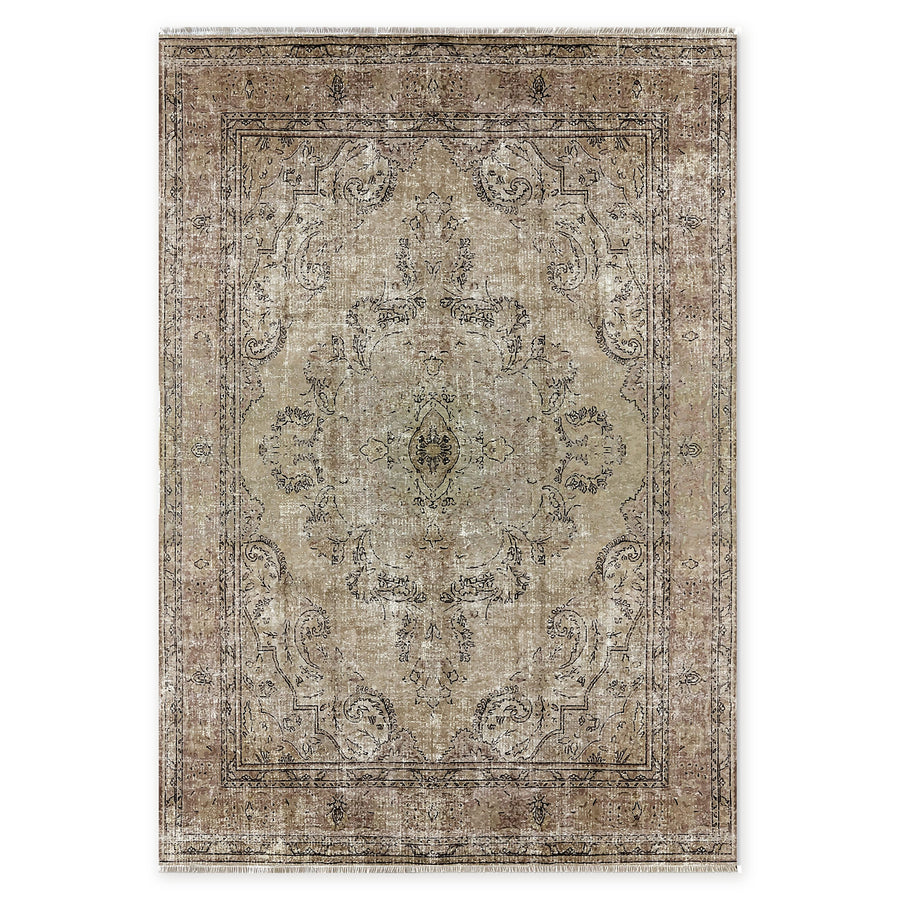 Refined Medallion Dark Brown Traditional Washable Rug