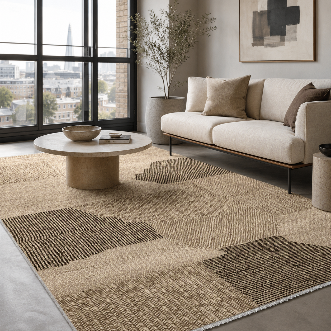 RW7035 washable chenille rug texture and pattern detail