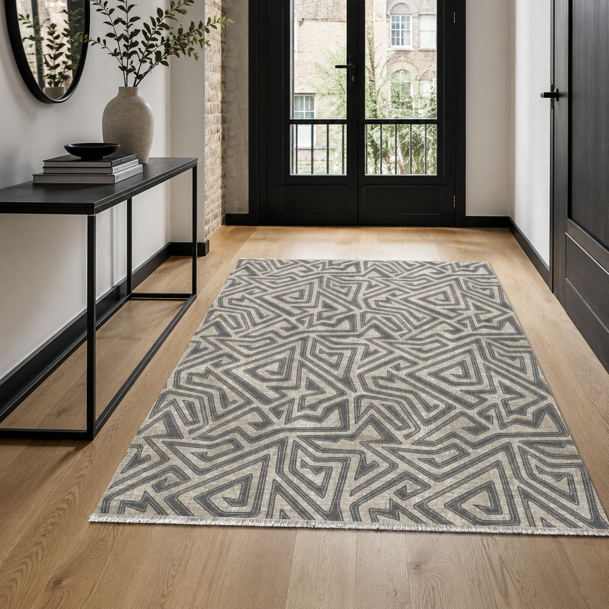 RW7038 washable chenille rug texture and pattern detail