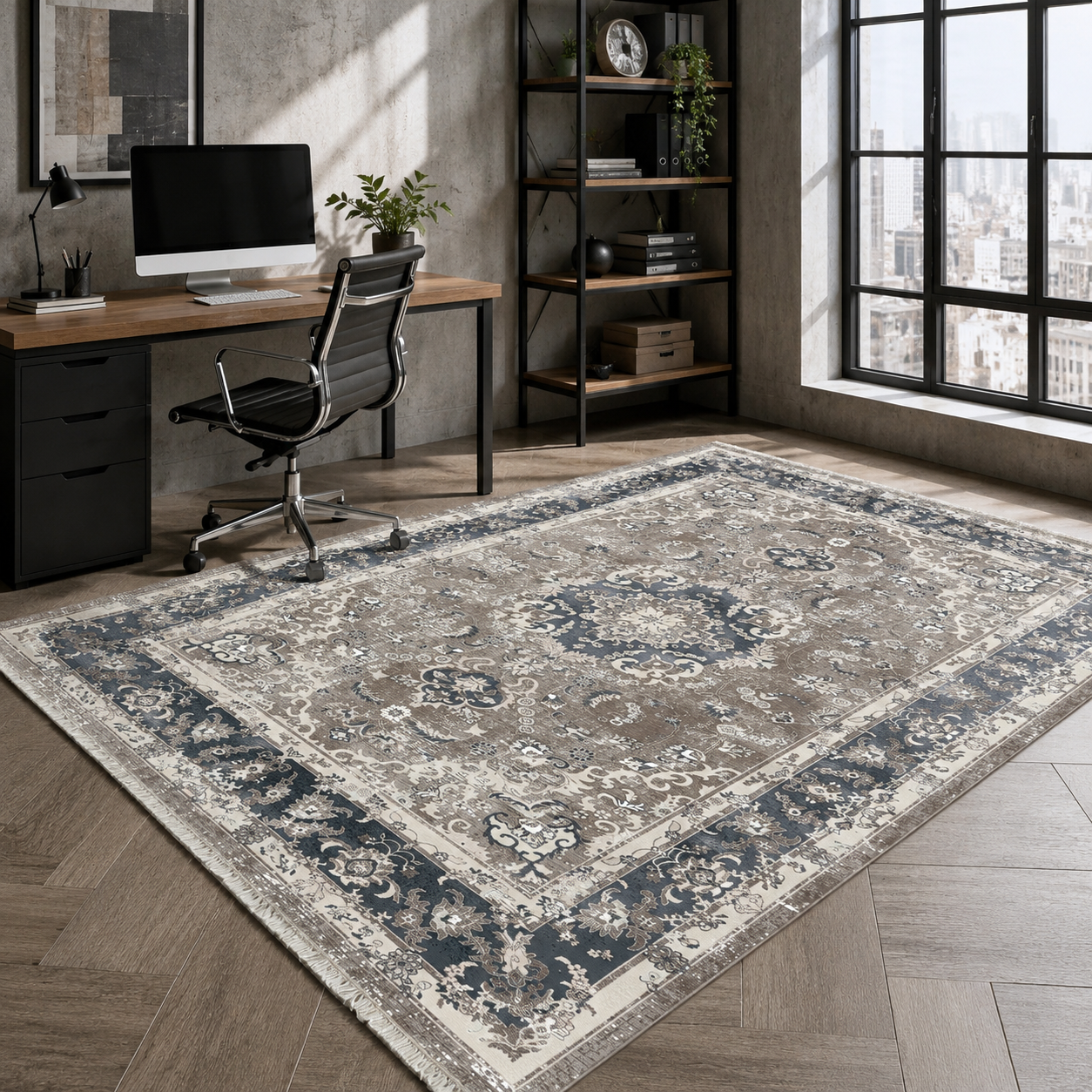 RW7039 washable chenille rug texture and pattern detail