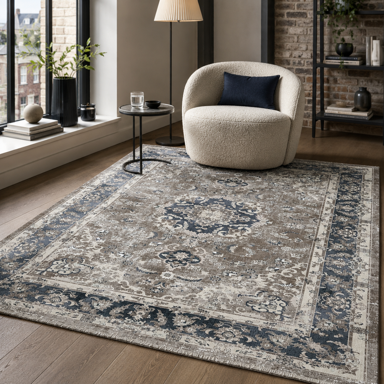RW7039 washable chenille rug texture and pattern detail