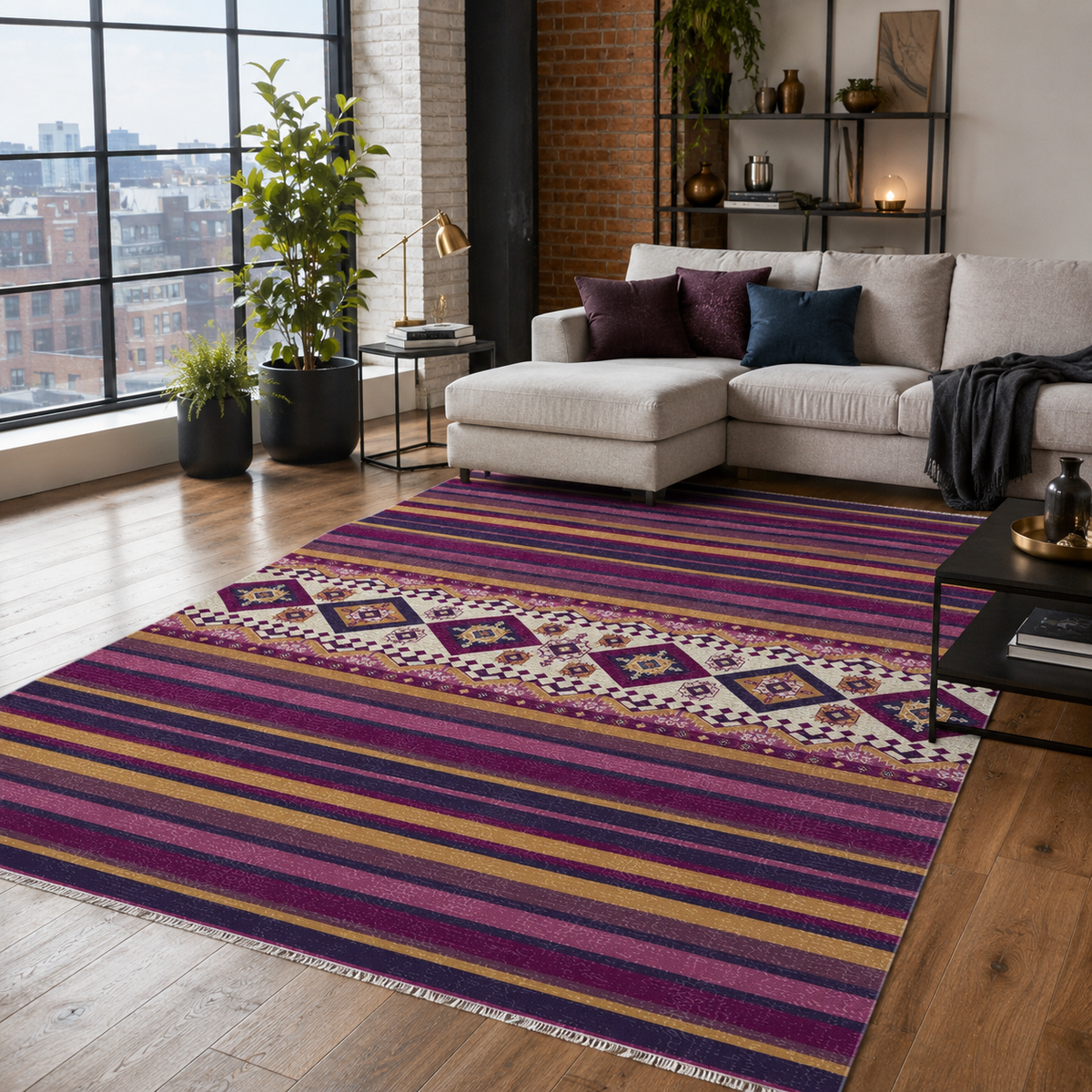 RW7040 washable chenille rug texture and pattern detail