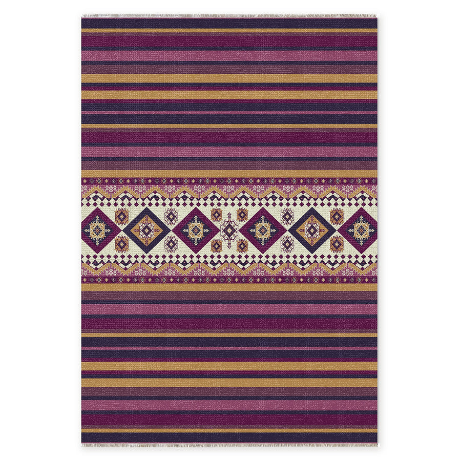 Rich Border Deep Purple Heritage Washable Rug