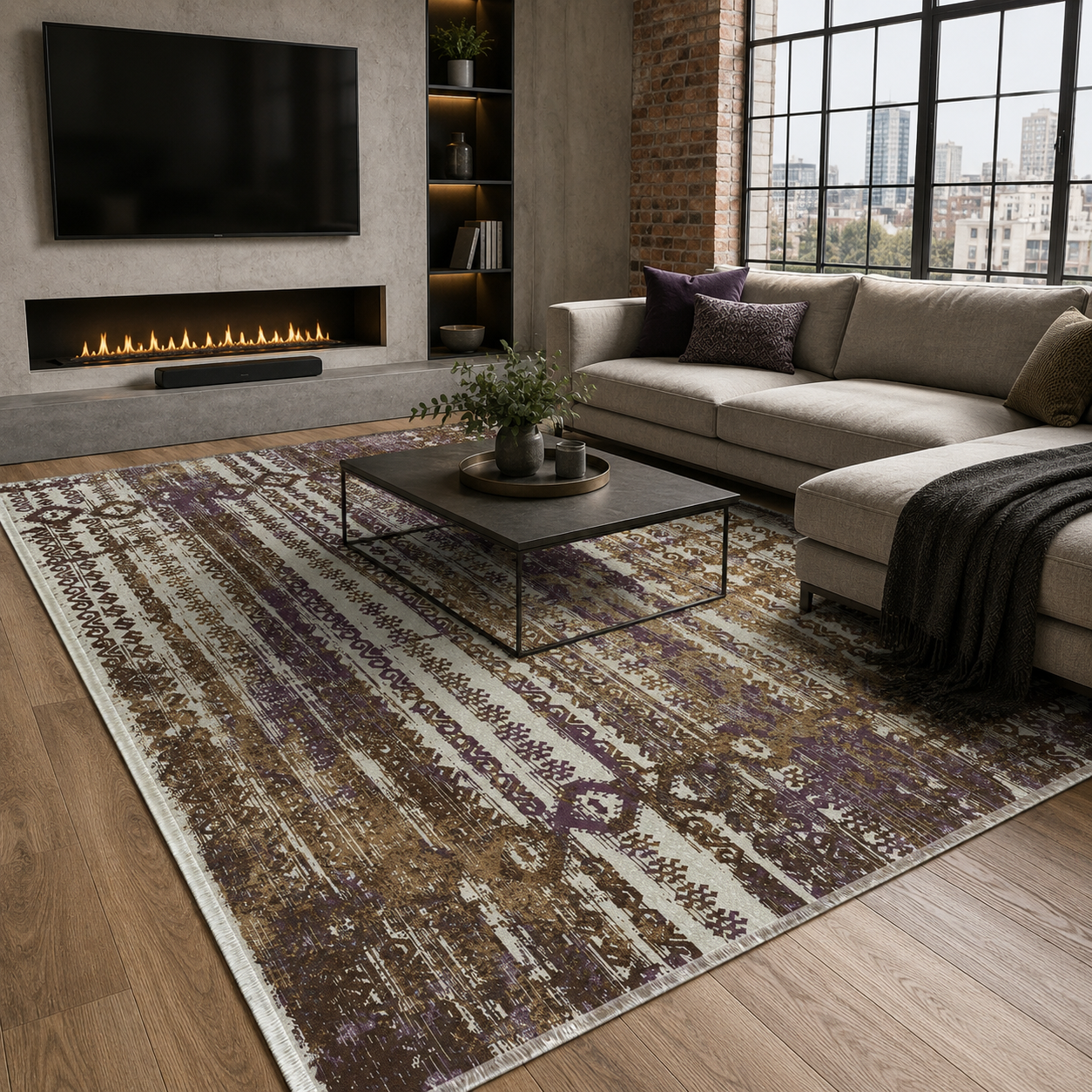 RW7041 washable chenille rug texture and pattern detail