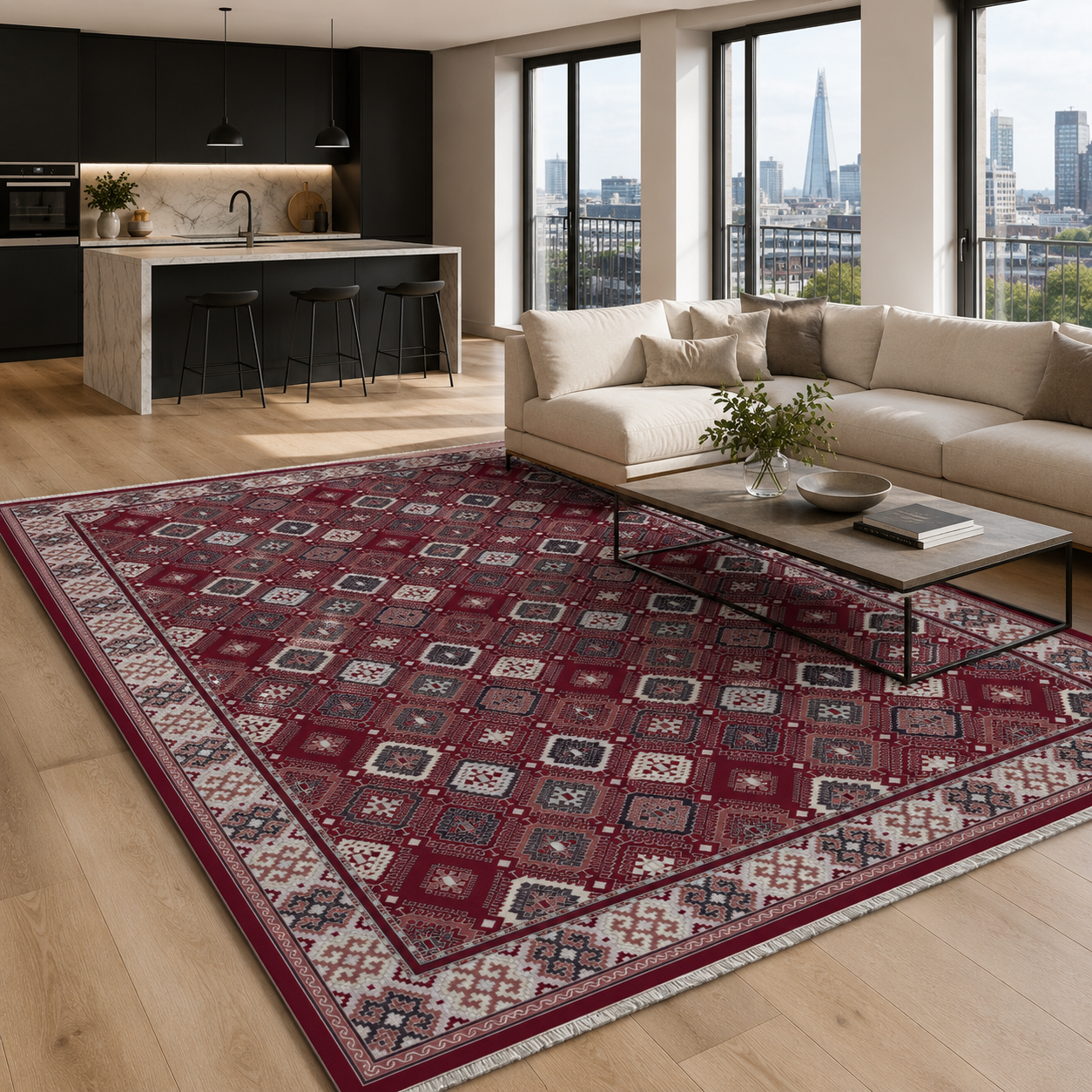 RW7046 washable chenille rug texture and pattern detail