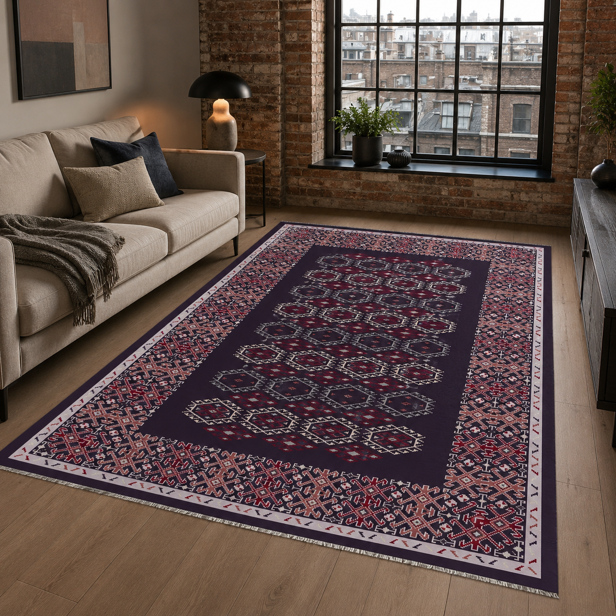 RW7047 washable chenille rug texture and pattern detail