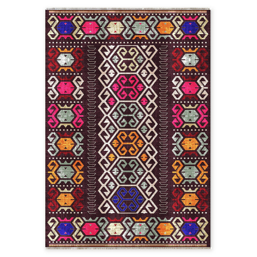 Premier Border Dark Brown Heritage Washable Rug