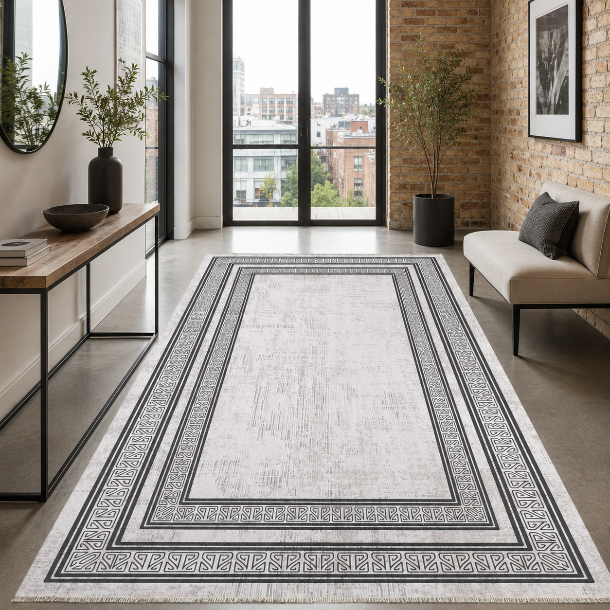 RW7054 washable chenille rug texture and pattern detail