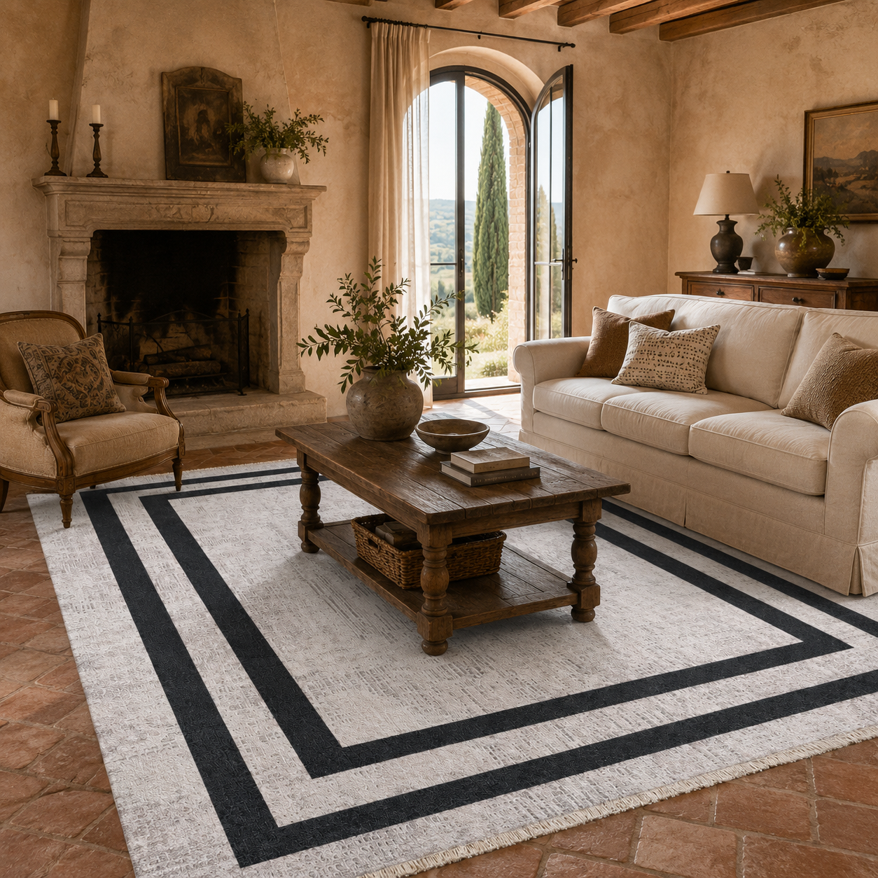 RW7057 washable chenille rug texture and pattern detail
