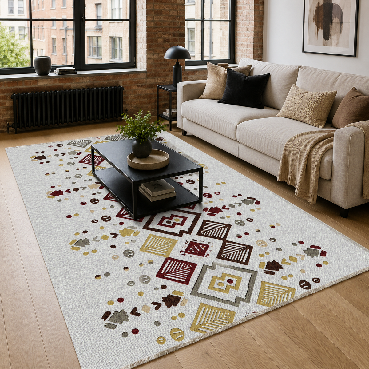 RW7059 washable chenille rug texture and pattern detail