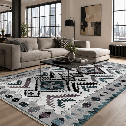 RW7065 washable chenille rug texture and pattern detail