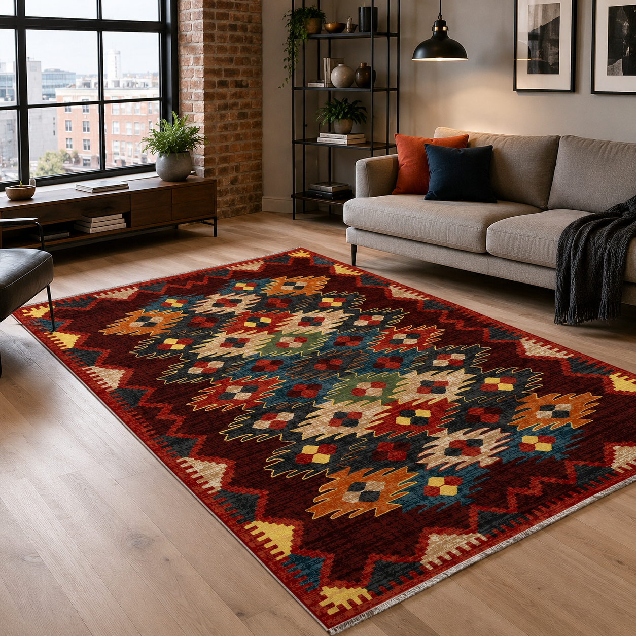 RW7066 washable chenille rug texture and pattern detail