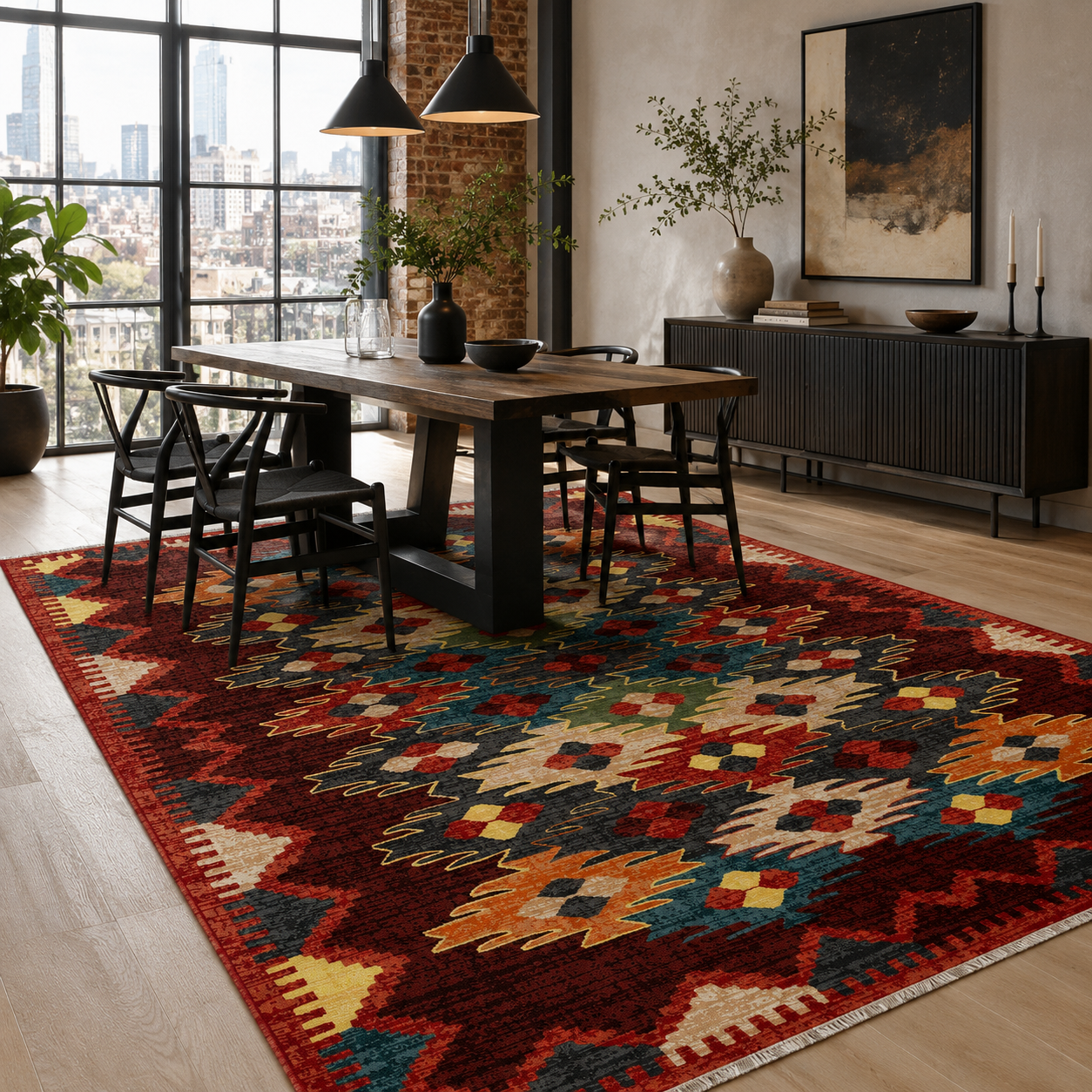 RW7066 washable chenille rug texture and pattern detail
