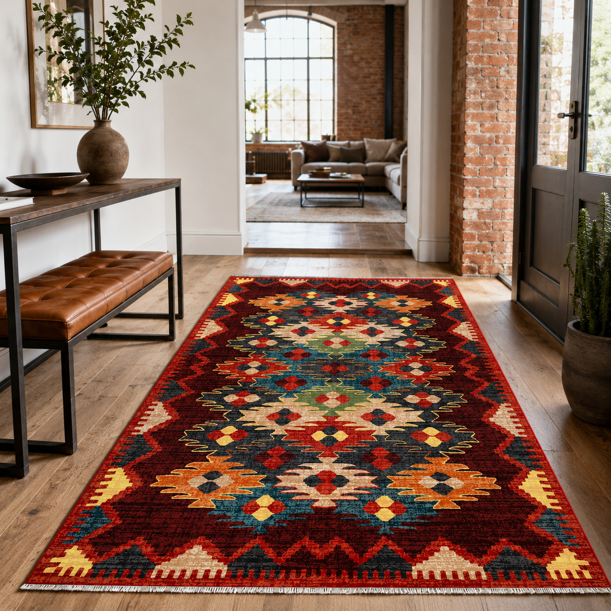RW7066 washable chenille rug texture and pattern detail
